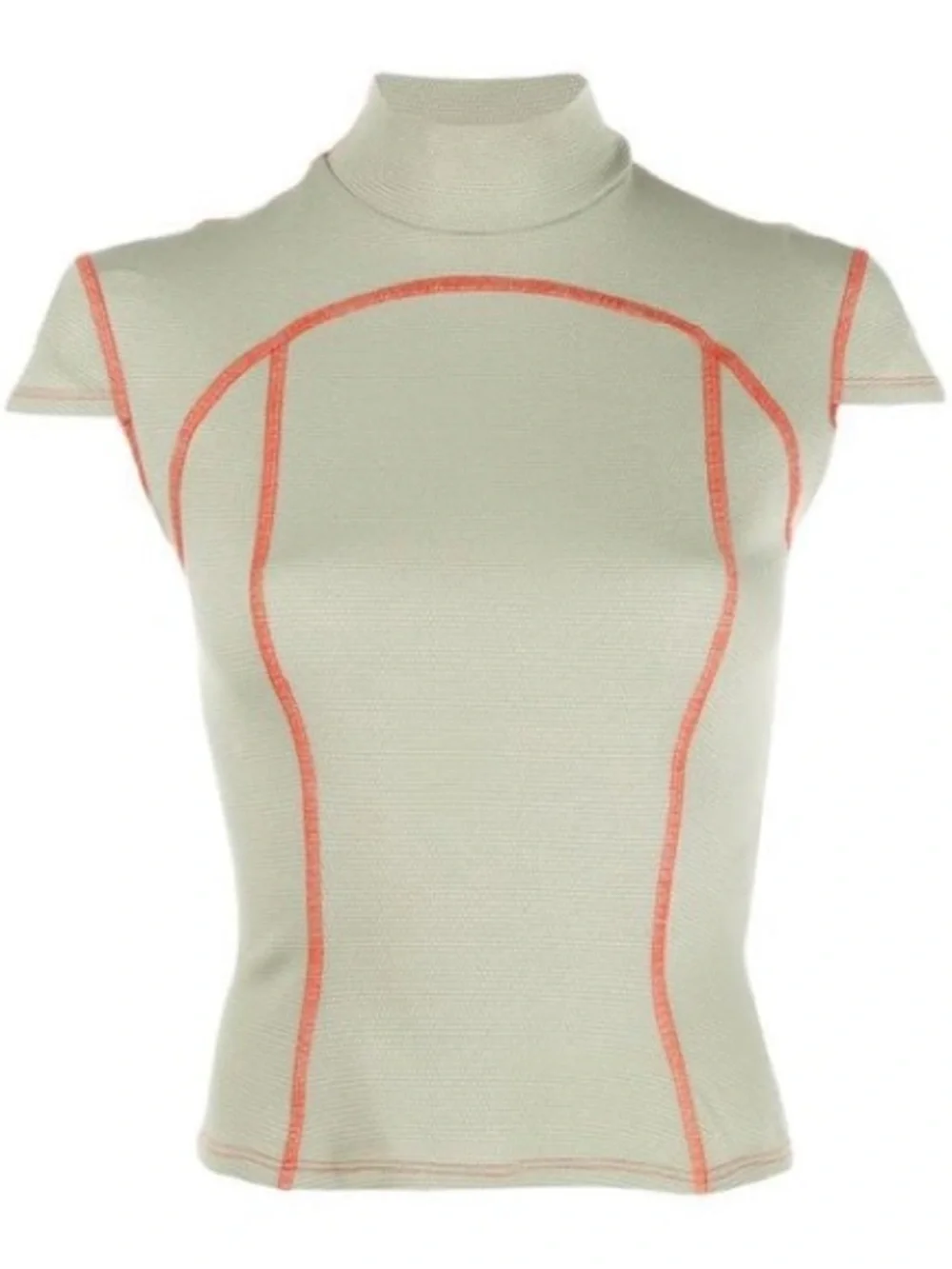 Eckhaus Latta Green Cap-Sleeve Sport Tee with Contrast Stitching - Picture 5 of 6